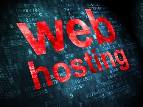 SEO web design concept: Web Hosting on digital background Ilustración de archivo