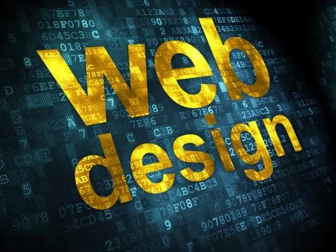 SEO web design concept: Web Design on digital background Ilustración de archivo