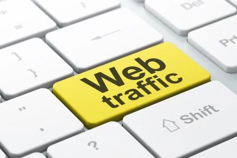 SEO web design concept: Web Traffic on computer keyboard backgro Stockillustratie