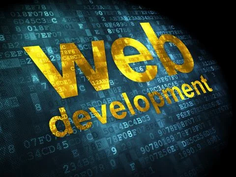 SEO web design concept: Web Development on digital background 스톡 일러스트