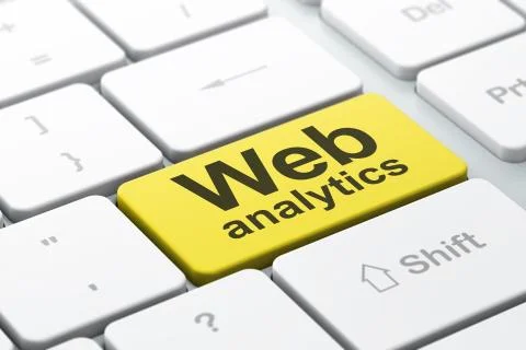 SEO web design concept: Web Analytics on computer keyboard backg イラスト素材