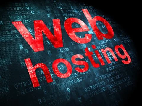 SEO web design concept: Web Hosting on digital background Ilustración de archivo