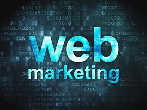 SEO web design concept: Web Marketing on digital background Ilustración de archivo