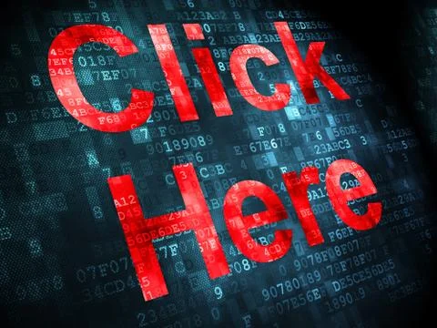 SEO web development concept: Click Here on digital background Ilustración de archivo