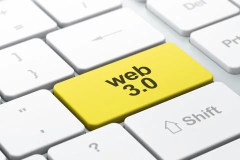SEO web development concept: computer keyboard with Web 3.0 Illustrazione stock