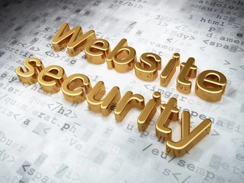 SEO web development concept: Golden Website Security on digital 스톡 일러스트