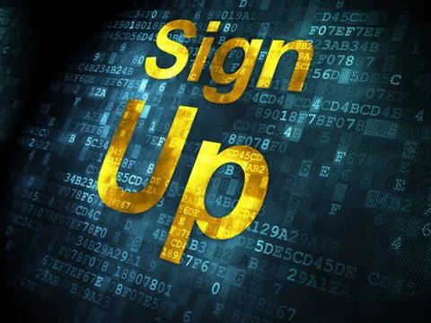 SEO web development concept: Sign Up on digital background 스톡 일러스트