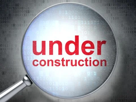 SEO web development concept: Under Construction with optical glass 스톡 일러스트