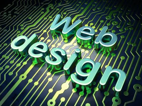 SEO web development concept: Web Design on circuit board background 库存插图