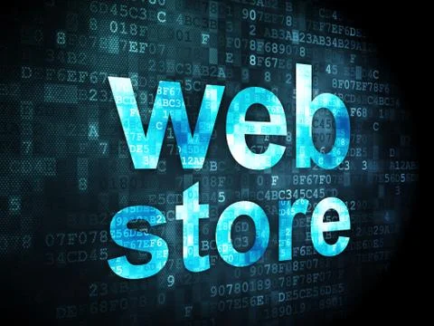 SEO web development concept: Web Store on digital background Ilustración de archivo