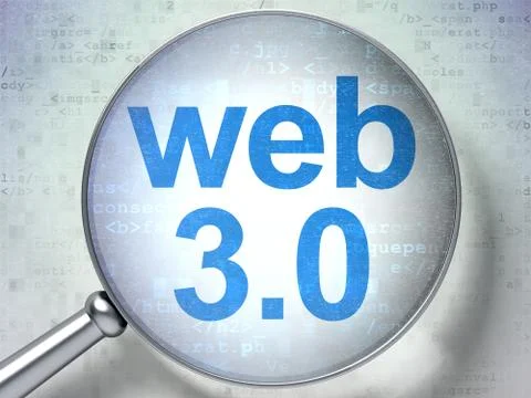 SEO web development concept: Web 3.0 with optical glass Stock Illustration