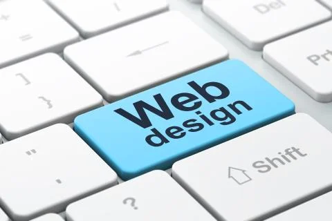 SEO web development concept: Web Design on computer keyboard bac 스톡 일러스트