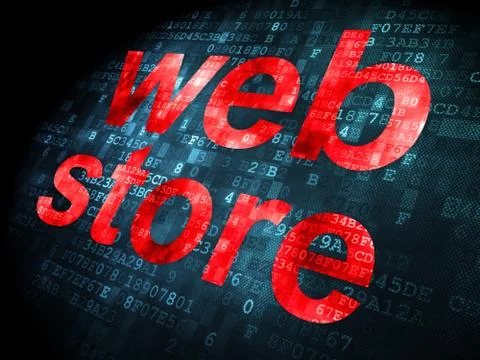 SEO web development concept: Web Store on digital background 库存插图