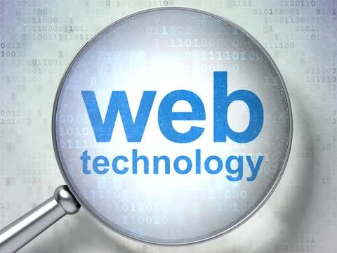 SEO web development concept: Web Technology with optical glass イラスト素材