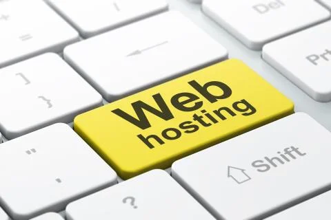SEO web development concept: Web Hosting on computer keyboard ba イラスト素材