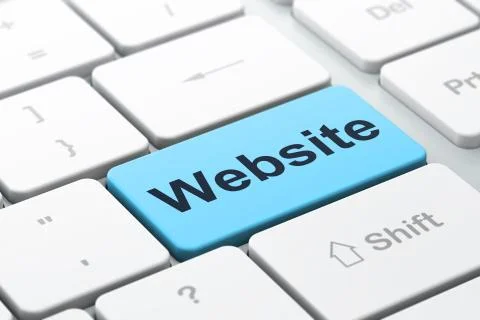 SEO web development concept: Website on computer keyboard backgr 스톡 일러스트