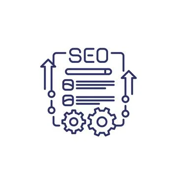 SEO, web optimization and analytics line icon イラスト素材