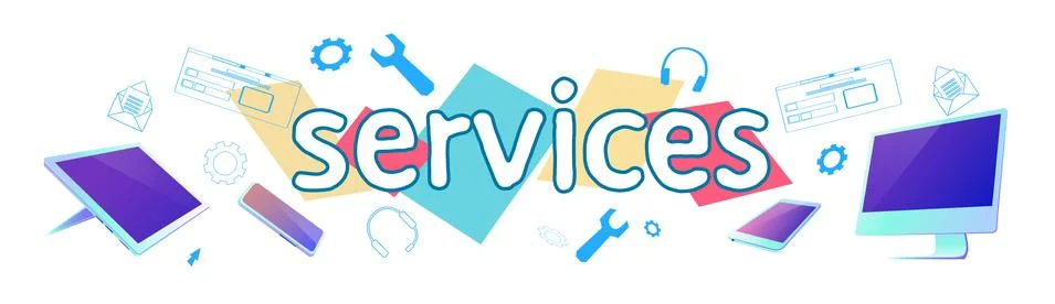 Seo web search services engine searching online browsing concept horizontal Illustrazione stock