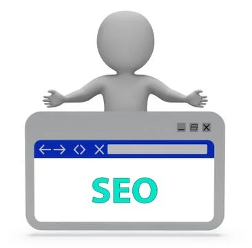 Seo Webpage Means Search Engine 3d Rendering Stock Illustration