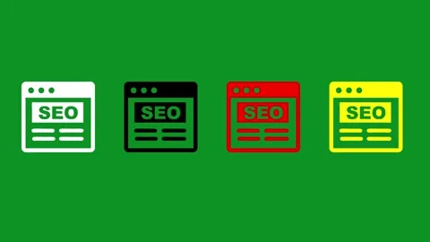 Seo website icon animation with different color options on green screen bac.. Stock Footage 346499116