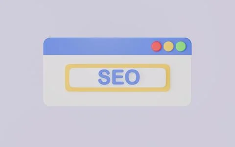 SEO Website Window for Search Engine Optimization 3d illustration Stock Illustration