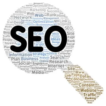 Seo word cloud shape Stock Illustration