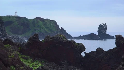 Seopjikoji cape in Jeju island, Korea Stock Footage