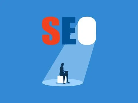 SEO,Search Engine Optimization Businessman using laptop to search for infor.. Stock Illustration