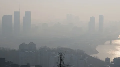 Seoul City Smog Vídeo Stock 126104853