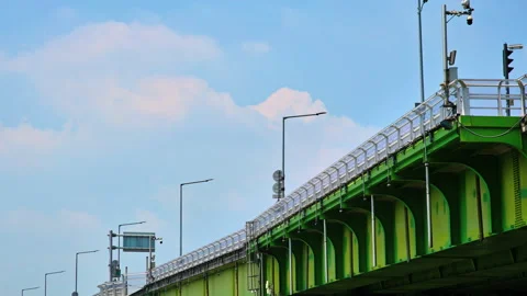 Seoul Elevated Highway or Bridge Over Green Landscape Stock Footage 340242392