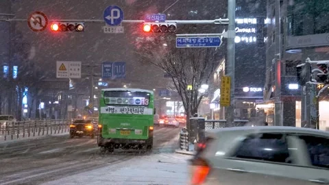 Seoul heavy snow 2 Stock Footage