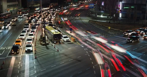 Seoul intersection traffic Stock Footage 98595689