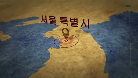 Seoul Korean on map Stock Footage 111251912