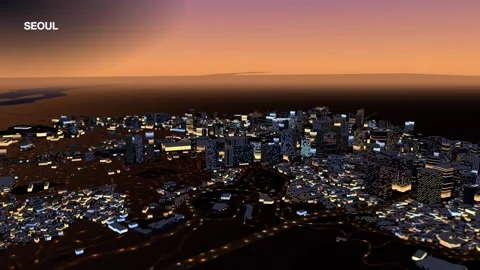 Seoul - lit skyline at dusk Video stock 342016604