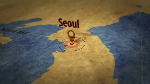 Seoul on map 1 Stock Footage 111252240