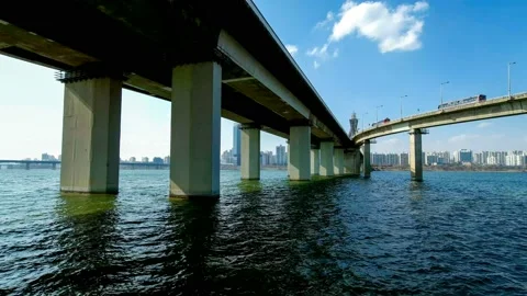 The Seoul Olympic Bridge is located in Han River, Seoul, South Korea. Stock Footage 145970180