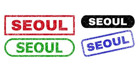 SEOUL Rectangle Stamps with Rubber Surface Stock Illustration