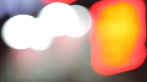 Seoul sci fi blurry glowing neon signs Stock Footage 100594467