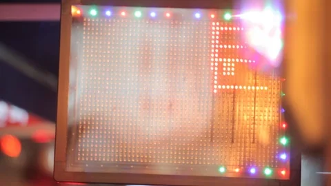 Seoul sci fi glowing LED sign Stock Footage 100594556