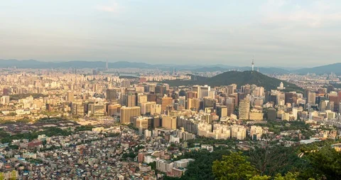 Seoul skyline sunlight Stock Footage 111824313