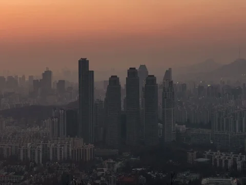 Seoul skyline sunset timelapse Video stock 76480180
