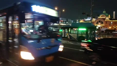 Seoul Station Bus Transfer Center Night Traffic Video Stock Footage 313477459