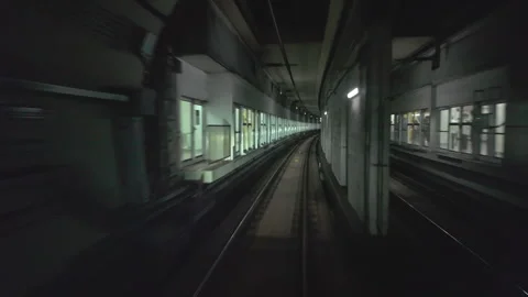 Seoul Subway Platform at Night with Empty Tracks Stock Footage 340241959