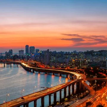 Seoul sunset Stock Photos