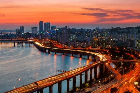 Seoul sunset Stock Photos