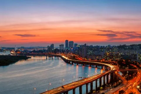 Seoul sunset Stock Photos