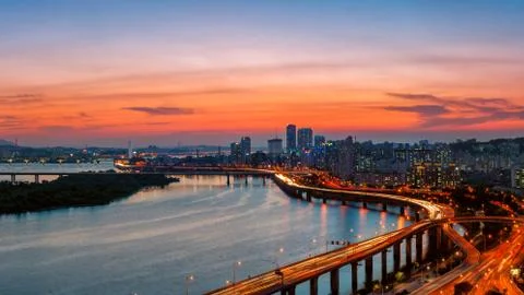 Seoul sunset Stock Photos