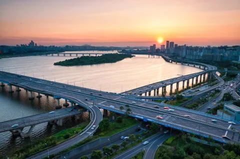 Seoul sunset Stock Photos