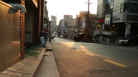 Seoul sunset walk Stock Footage 62500036