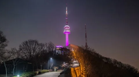 Seoul Tower Night 487 Stock Footage 41322073